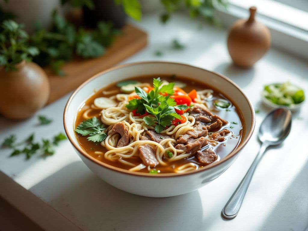 Vietnamese Pho with Beef and Herbs