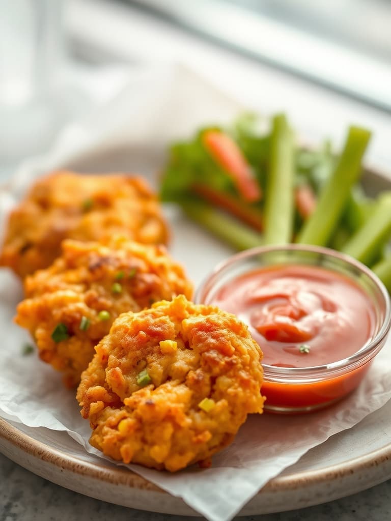 Golden Bahamian Conch Fritters with Spicy Dipping Sauce