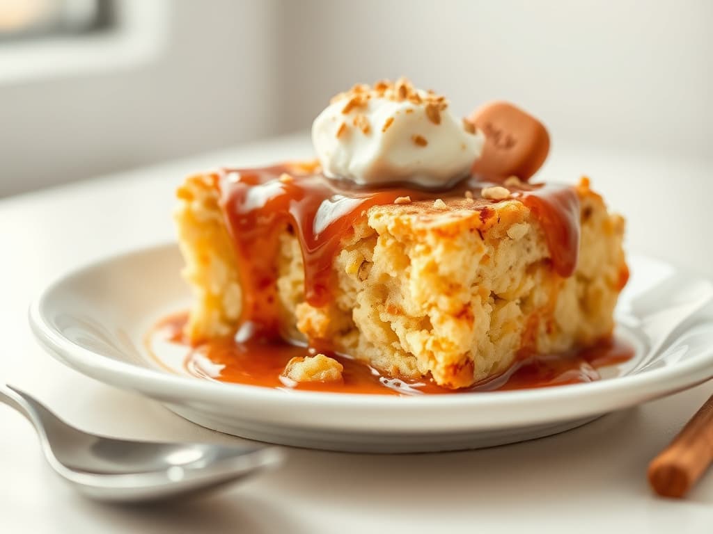 Sweet Coconut Bread Pudding with Rum Sauce
