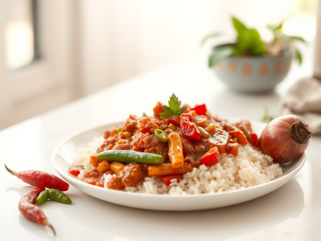 Nigerian Ofada Rice & Ata Dindin Sauce