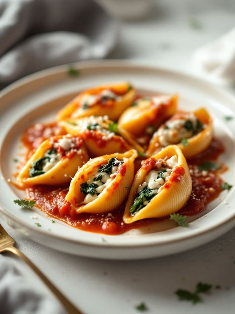 Creamy Spinach and Ricotta Stuffed Shells