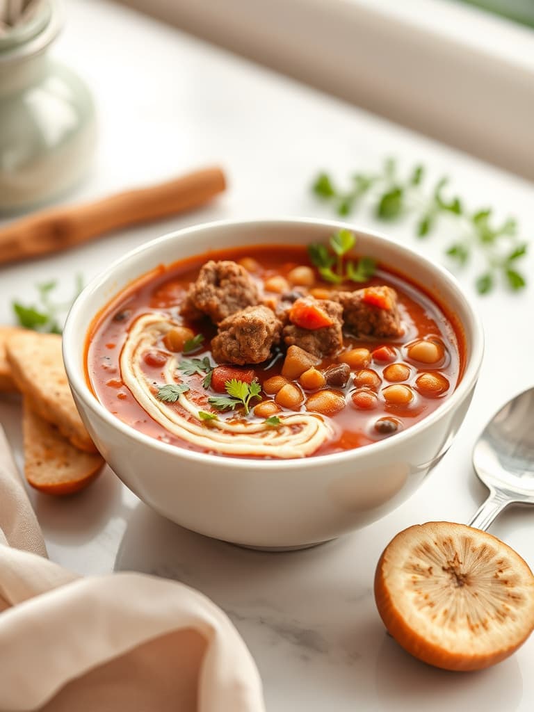 Spicy Harira Soup (Moroccan Lamb & Lentil)
