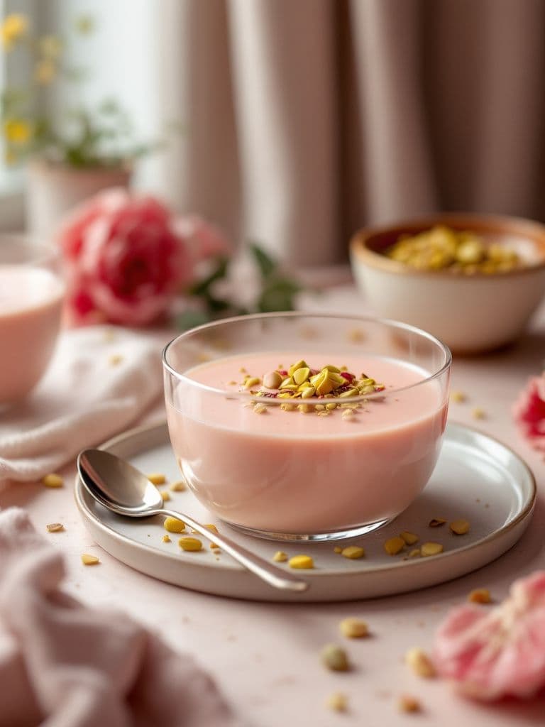 Rosewater Pudding with Pistachios