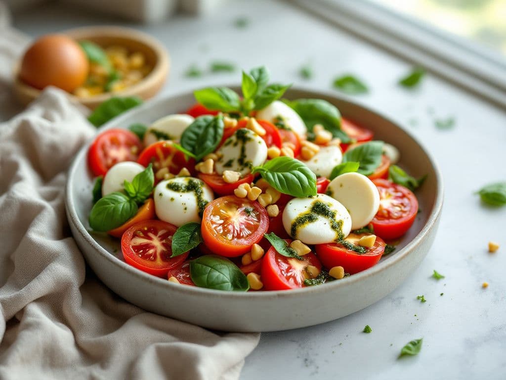 Caprese Salad with Pesto Drizzle