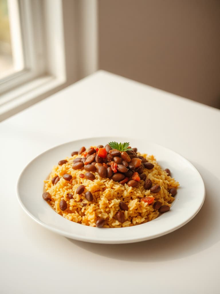 Traditional Ghanaian Waakye with Shito