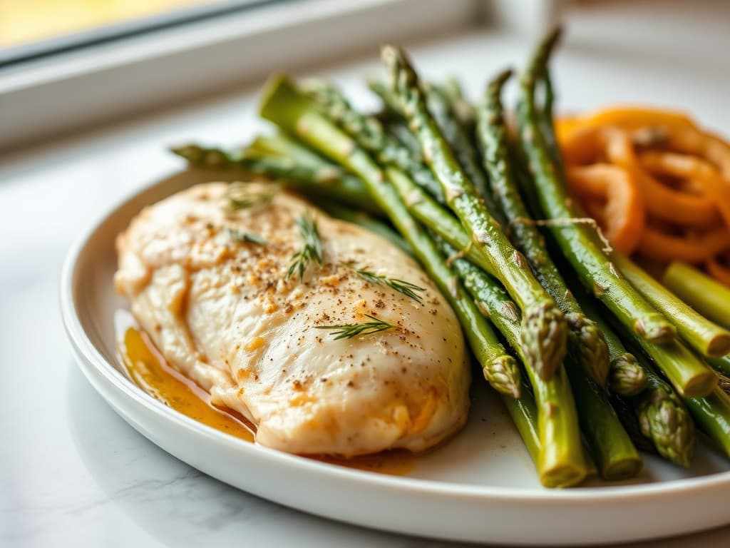 Lemon Herb Baked Chicken with Roasted Asparagus