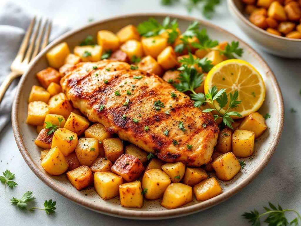 Air-Fried Chicken Breast with Diced Potatoes