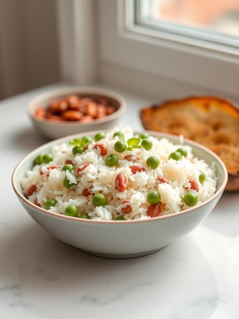 Creamy Fluffy Coconut Rice and Peas