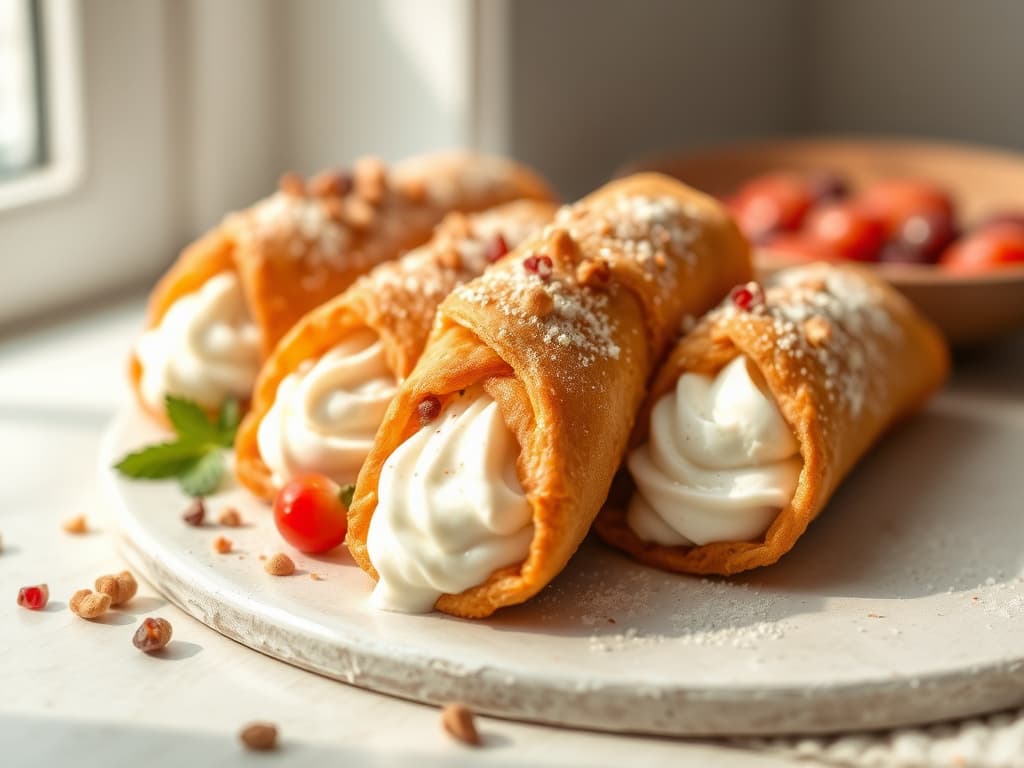 Crispy Sicilian Cannoli with Ricotta Cream