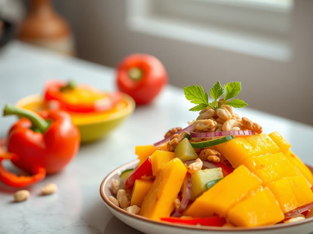 Spicy Mango Salad with Peanuts (Ghanaian-inspired)