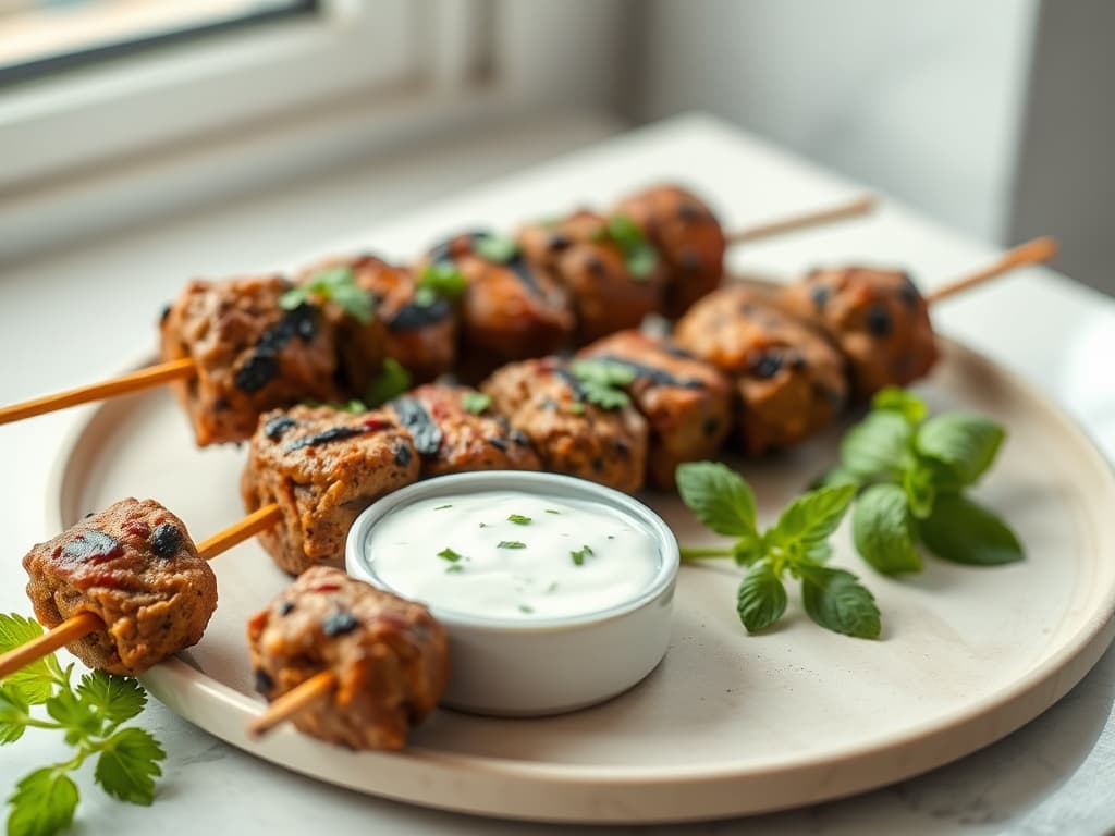 Spiced Lamb Kofta Skewers with Cooling Mint Yogurt Sauce