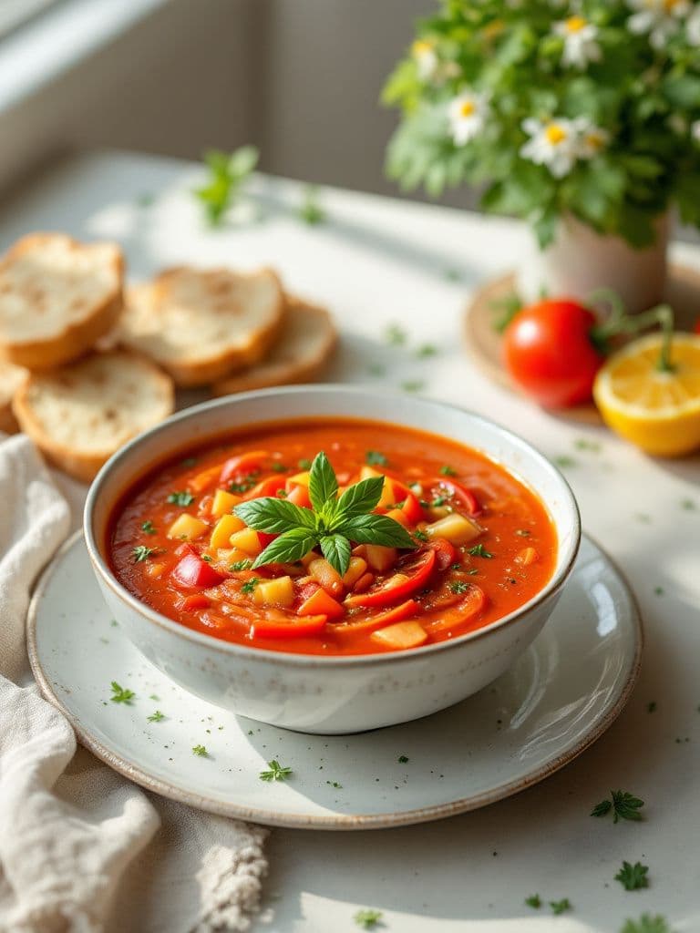 Spanish Gazpacho with Crusty Bread