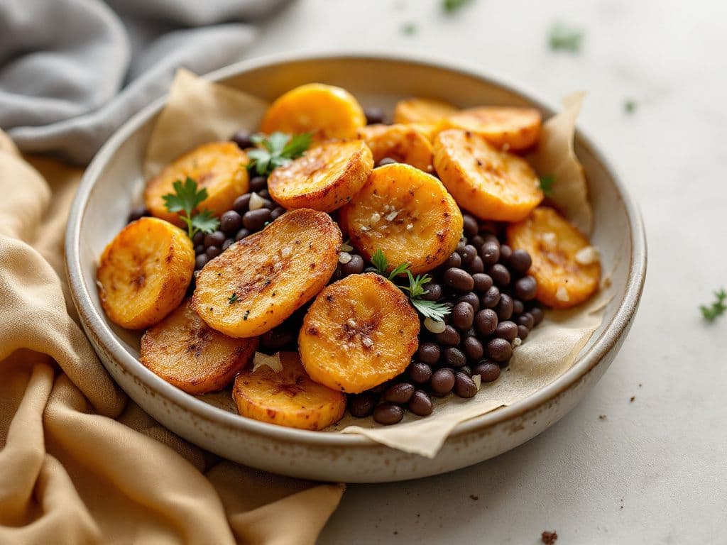 Fried Plantains and Black Beans