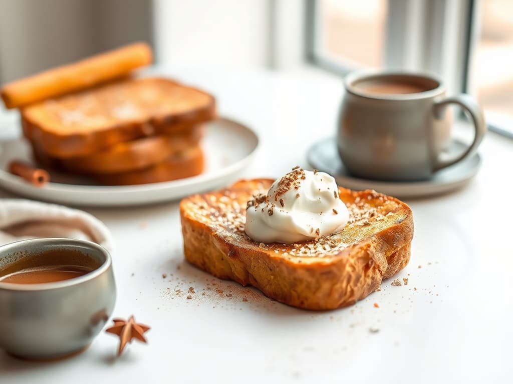 Chai Spiced French Toast with Cardamom Whipped Cream
