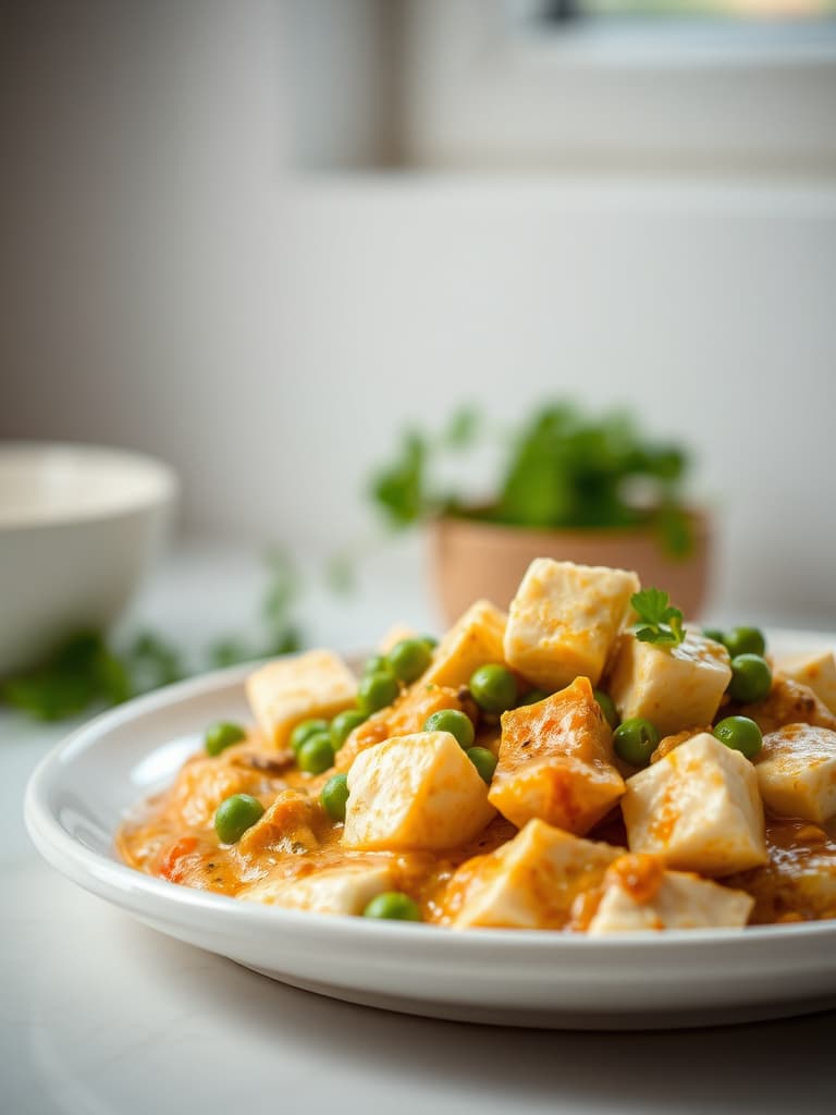 Creamy Mutter Paneer (Peas and Indian Cheese Curry)