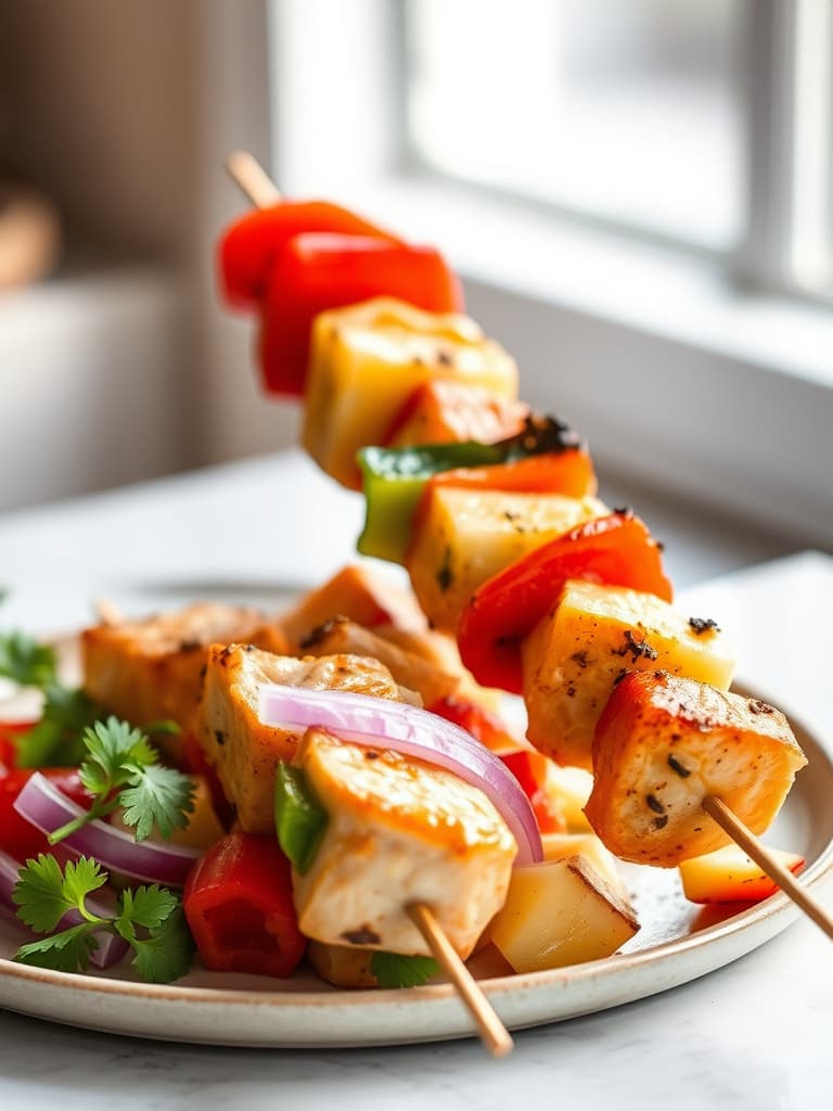 Caribbean Chicken and Vegetable Skewers