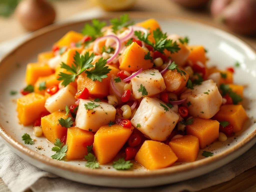 Peruvian Ceviche with Sweet Potatoes