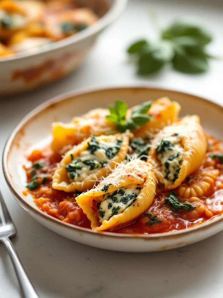Creamy Spinach and Ricotta Stuffed Shells
