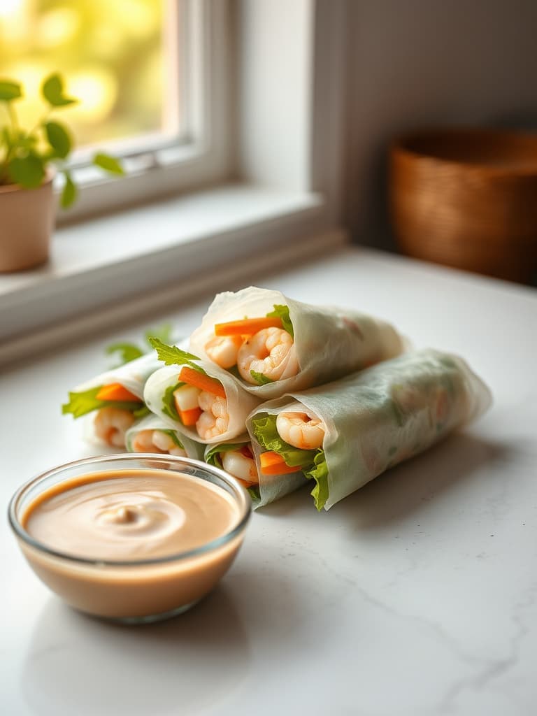 Vietnamese Spring Rolls with Peanut Dipping Sauce