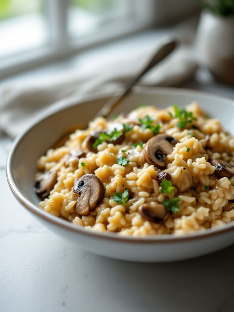 Creamy Garlic Mushroom Risotto