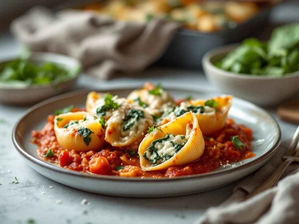 Creamy Spinach and Ricotta Stuffed Shells