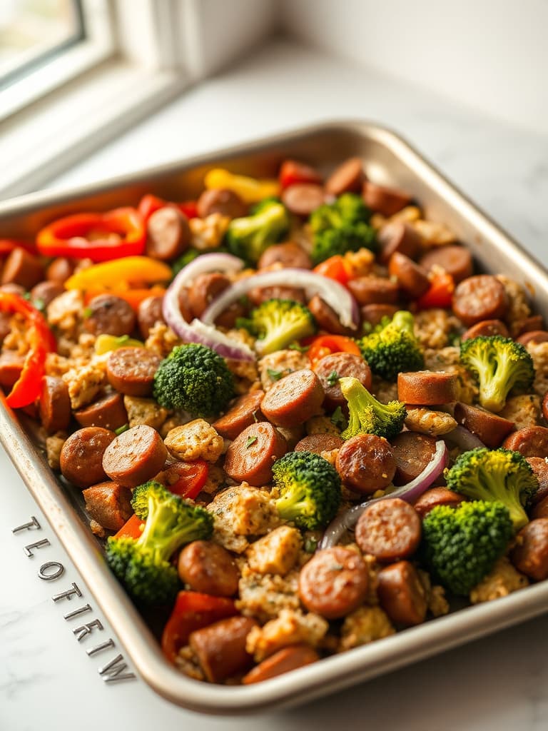 Sheet Pan Sausage & Veggie Scramble