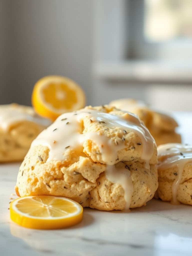 Lemon Poppy Seed Scones with Glaze