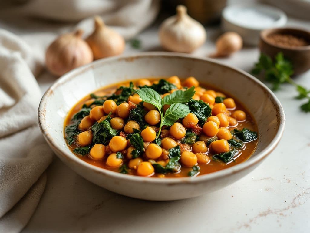 Spicy Chickpea and Spinach Stew