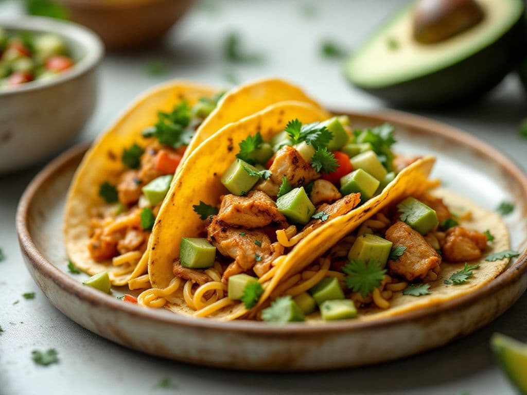 Spicy Chicken Tacos with Avocado Salsa