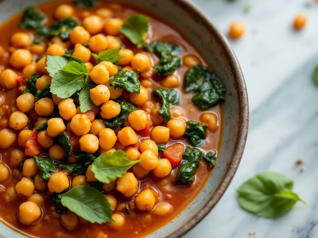 Spicy Chickpea and Spinach Stew