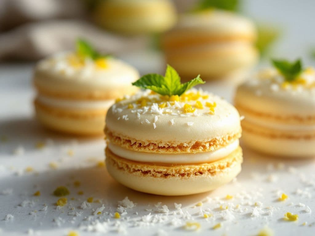 Coconut Macarons with Lime Zest