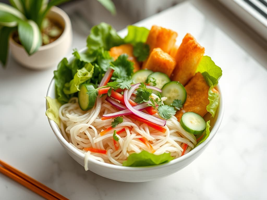 Flavorful Vietnamese Spring Roll Bowls (Bún Chả Giò)