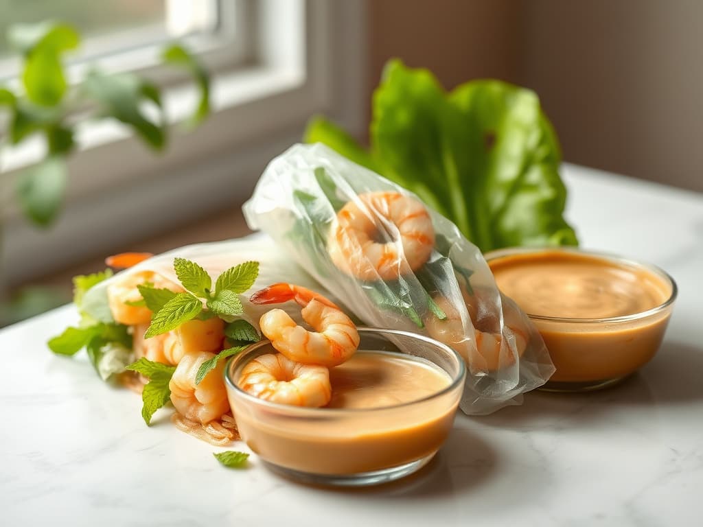 Vietnamese Spring Rolls with Peanut Dipping Sauce