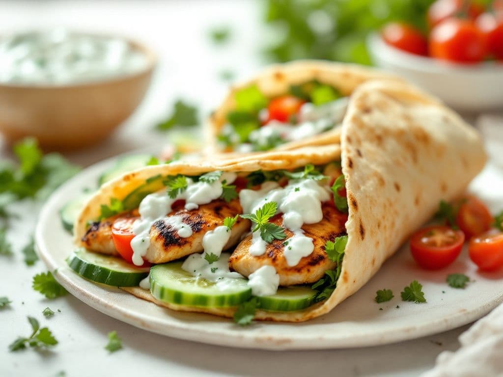 Greek Tzatziki Chicken Wraps