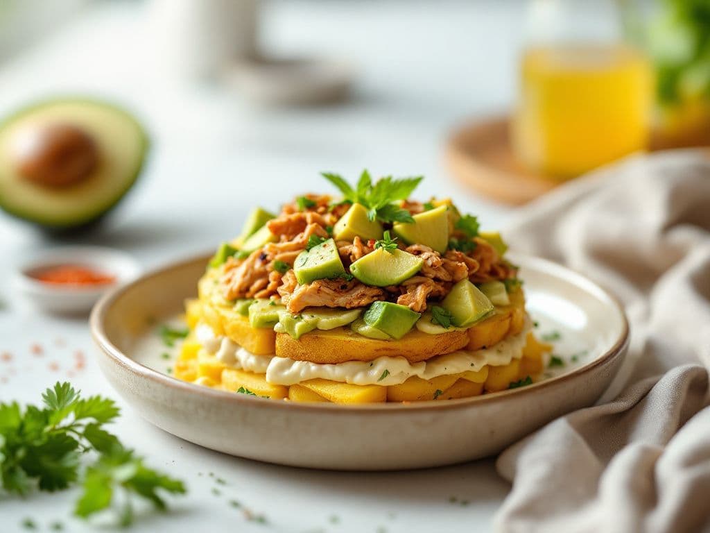 Peruvian Causa with Avocado and Chicken