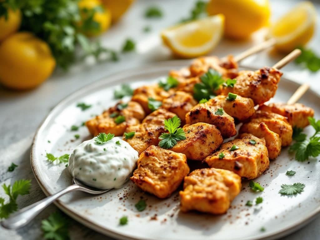 Middle Eastern Chicken Skewers with Tzatziki