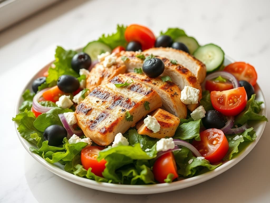 Low-Carb, High-Protein Greek Salad with Grilled Chicken