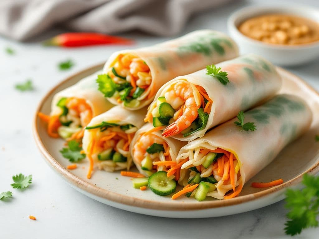 Vietnamese Spring Rolls with Peanut Dipping Sauce