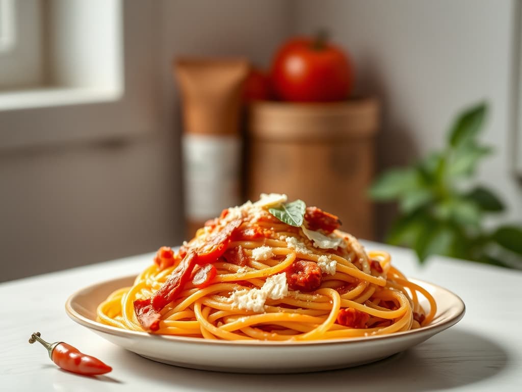 Pasta all'Amatriciana - Tomato and Guanciale