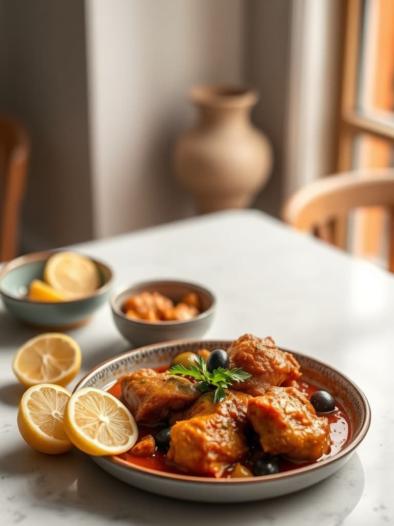 Moroccan Chicken Tagine with Preserved Lemon & Olives