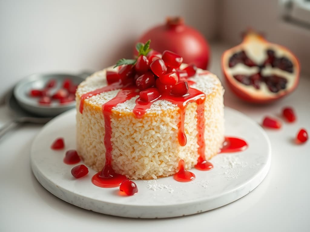 Pomegranate and Orange Blossom Semolina Cake (Basbousa)