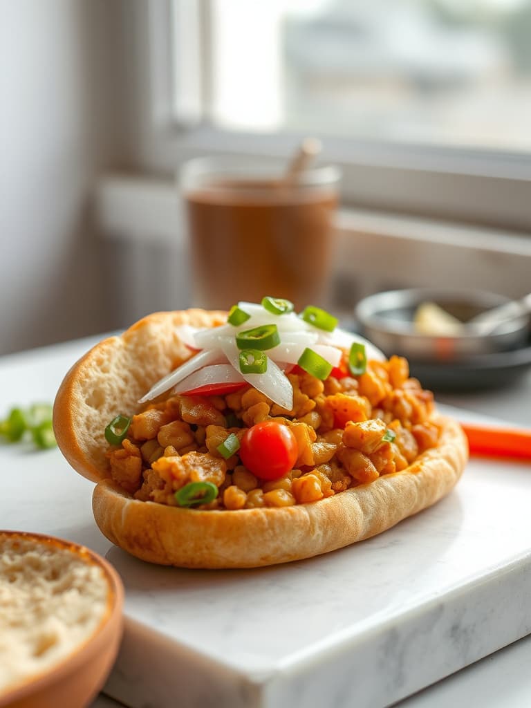 Spicy Misal Pav (Sprouted Lentil Curry with Bread)