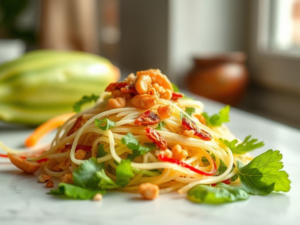 Green Papaya Salad with Peanuts and Dried Shrimp