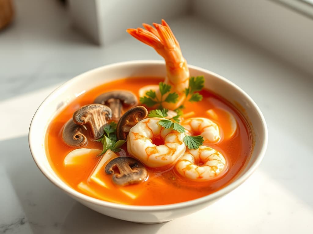 Tom Yum Soup with Shrimp and Mushrooms