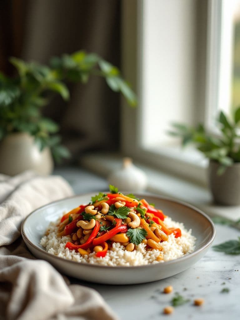 Bell Pepper and Cashew Stir-Fry