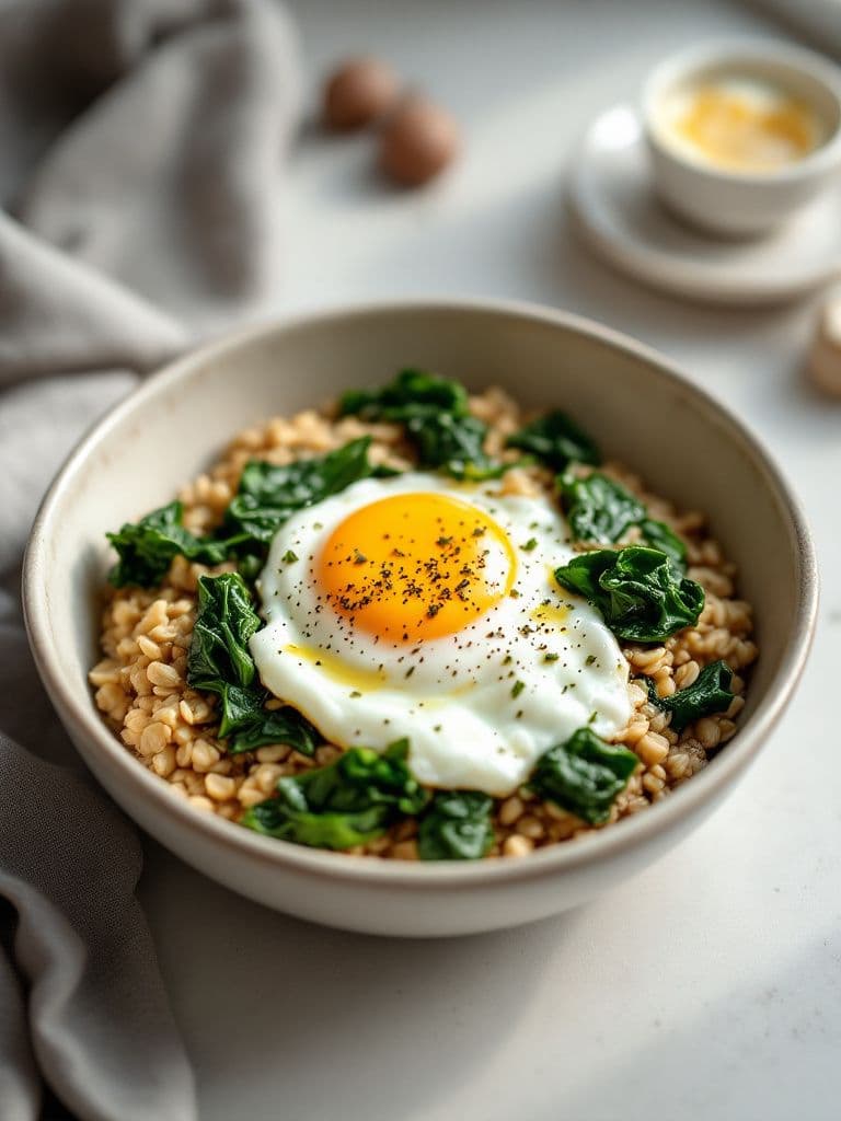 Savory Oatmeal with Spinach and Eggs