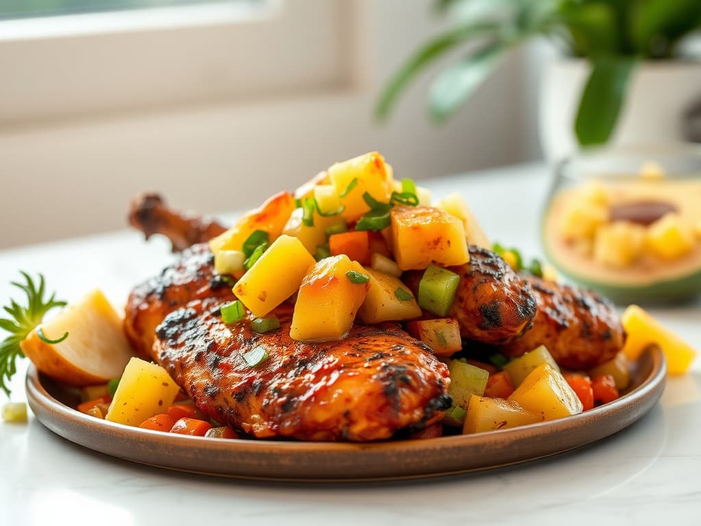 Fiery Jamaican Jerk Chicken with Pineapple Salsa