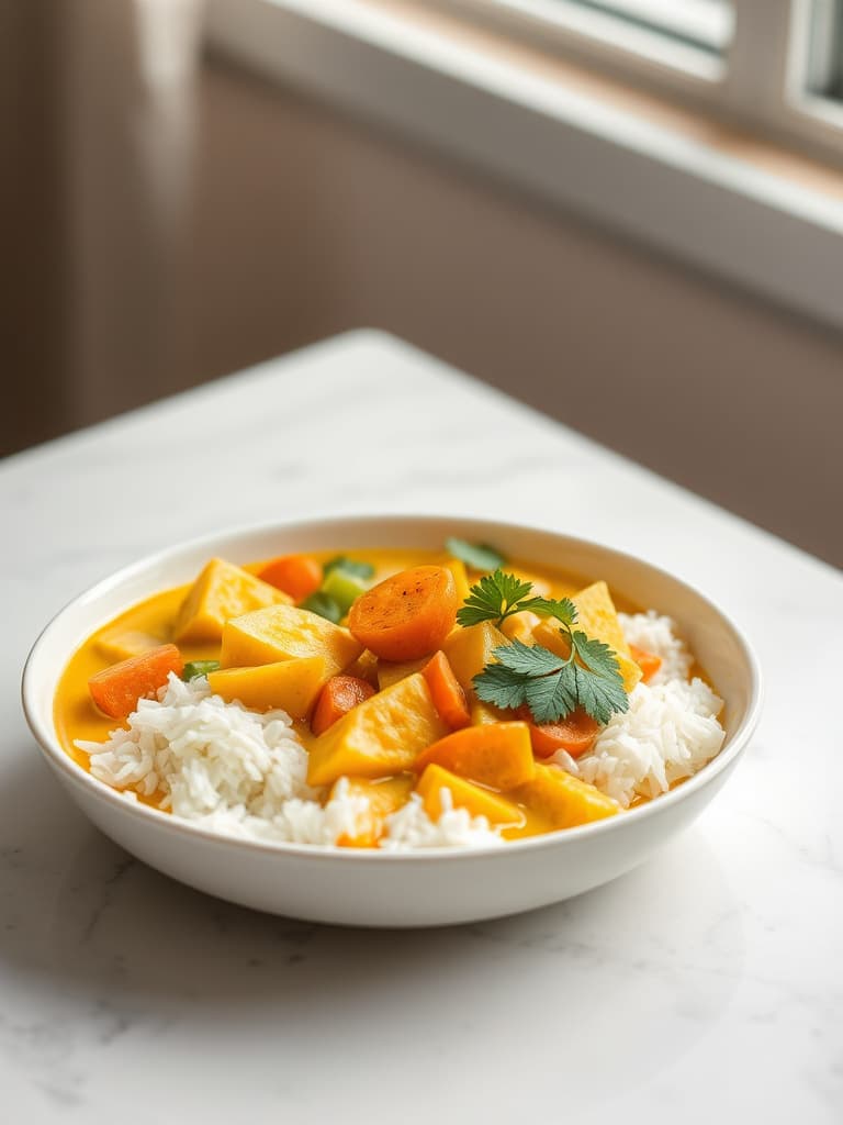 Sweet Yellow Curry with Vegetables and Tofu (Gaeng Gari Jae)