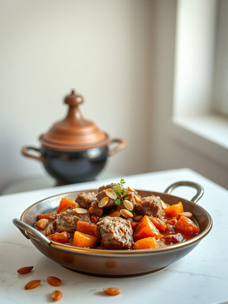 Moroccan Lamb Tagine with Apricots and Almonds