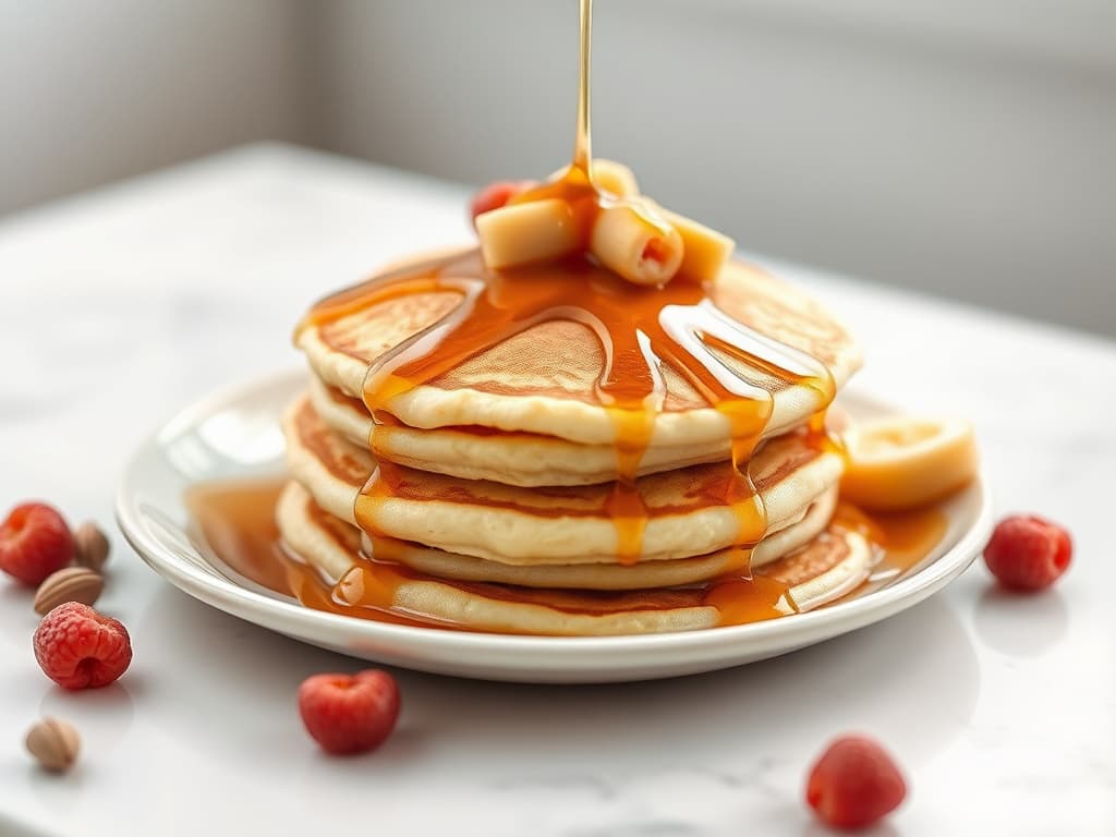 Fluffy Buttermilk Pancakes with Maple Syrup